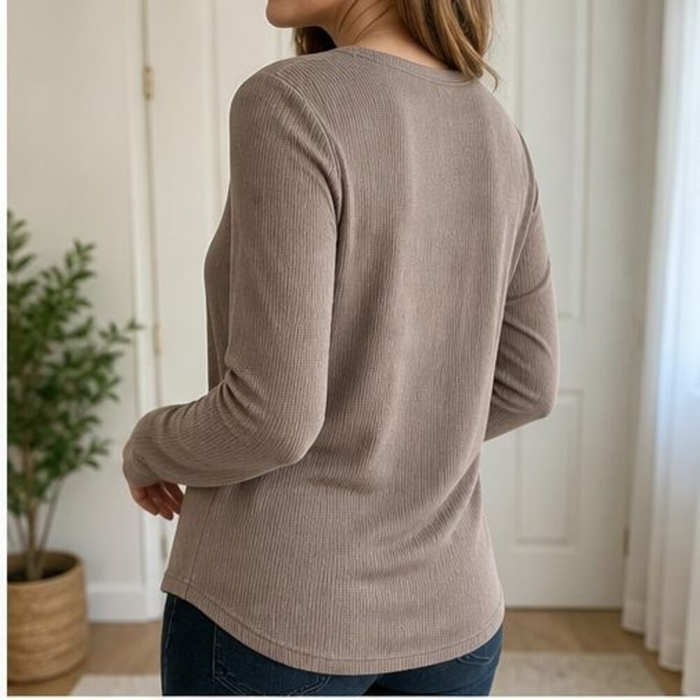 Taupe Wrap Blouse - Picture 3 of 6